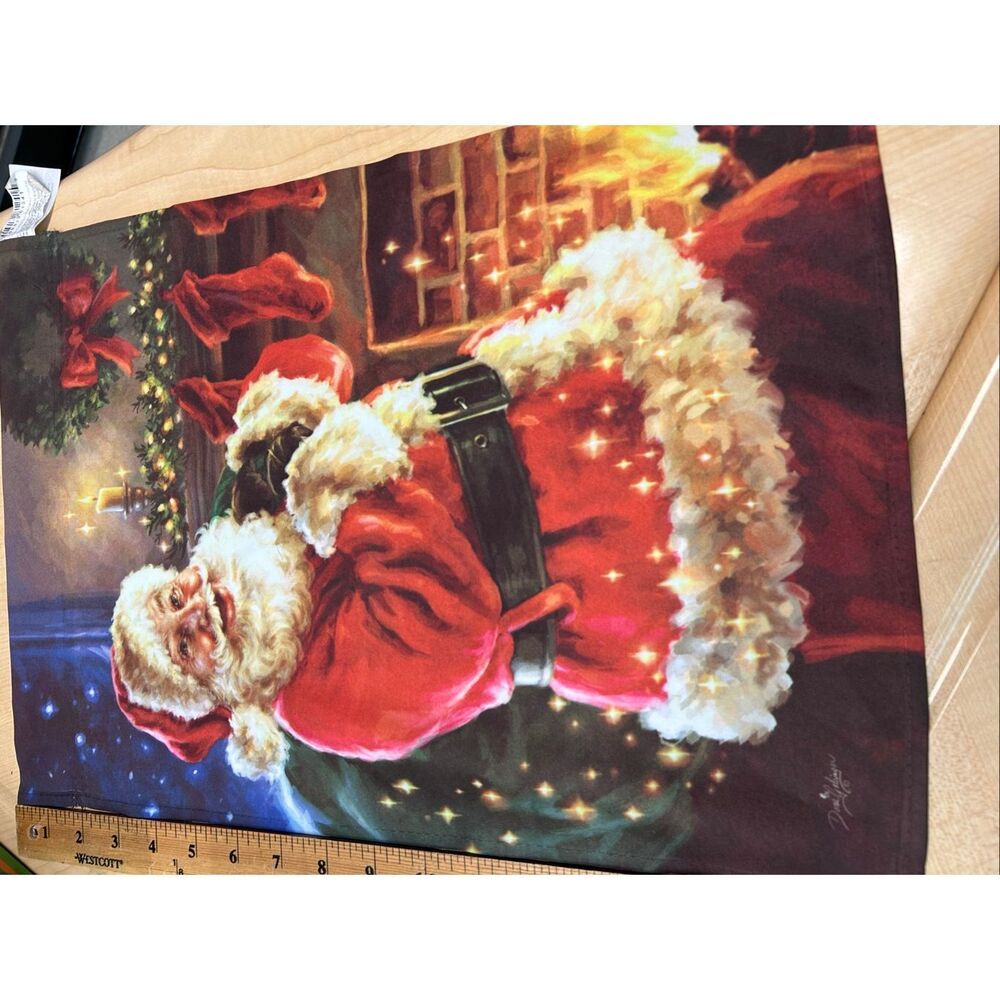 Evergreen Santa 18x12.5"‎ with stockings garden flag Christmas rn#109193